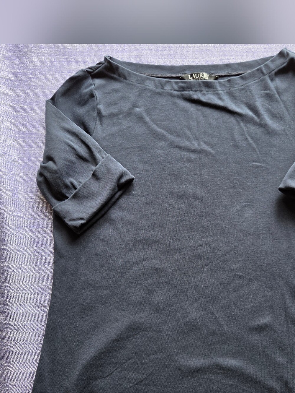 Lauren Ralph Lauren Navy Boatneck Short Sleeve Top - Navy